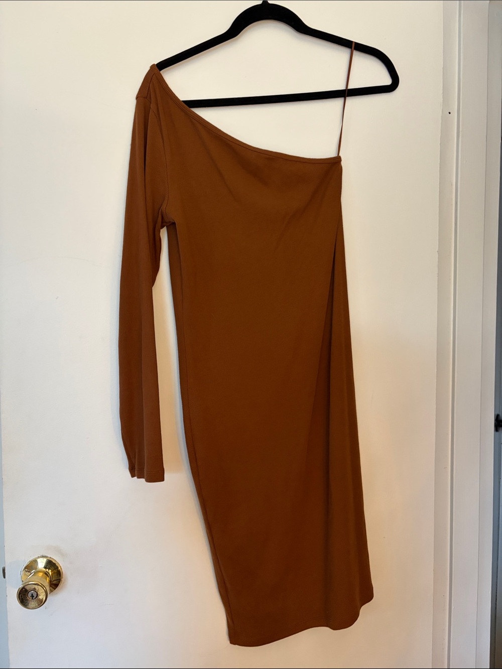 Old Navy One-Shoulder Asymmetrical Dress in Rust Brown